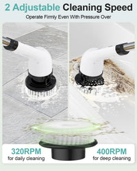Two cleaning speeds — 320 RPM for daily cleaning and 400 RPM for deep cleaning