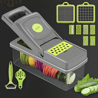 Slicing vegetables with the chopper set