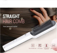 Straightener comb in use